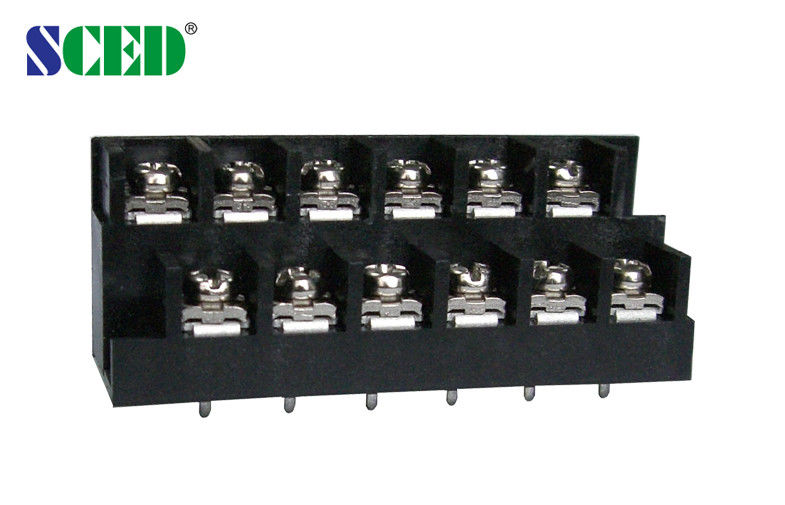 Double Levels Barrier Terminal Block 8.70mm Black Screw Mount Connector