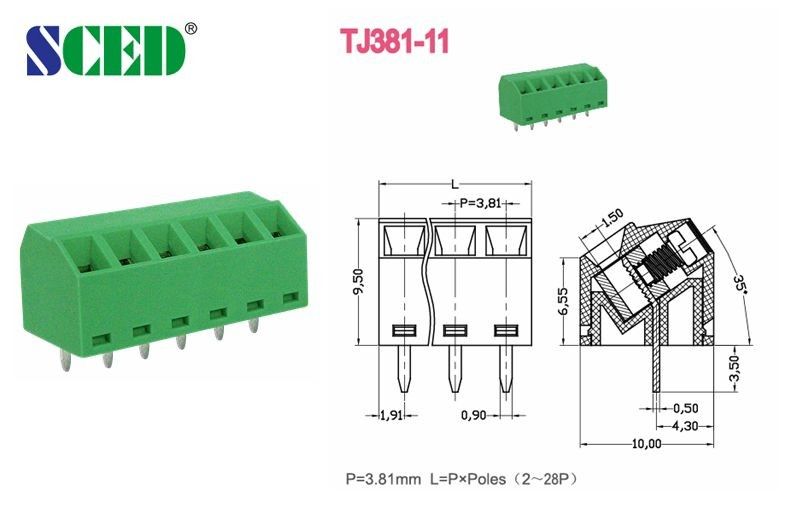 10A PCB Screw Terminal Block Screw Clamp Style 2 Pin - 28 Pin Electric Connection