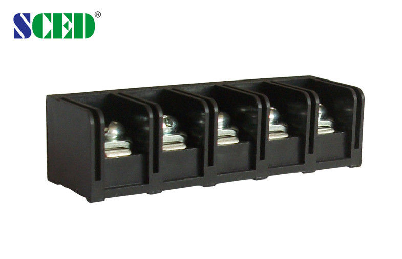 Black 20A Barrier Power Terminal Blocks With 2-12 Poles Brass PBT 11mm Pitch