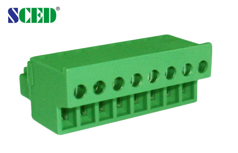 3.81mm Pitch Plug In Terminal Block Female Parts 300V 10A Green Color