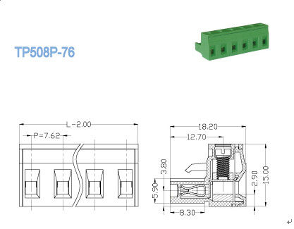 Single Level Plug In Terminal Block Brass Female Connectors Pitch 7.62mm
