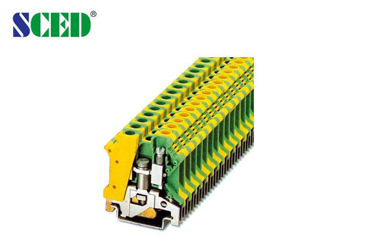 Single Deck 8.2mm Din Rail Terminal Blocks , Grounding Terminal Blocks