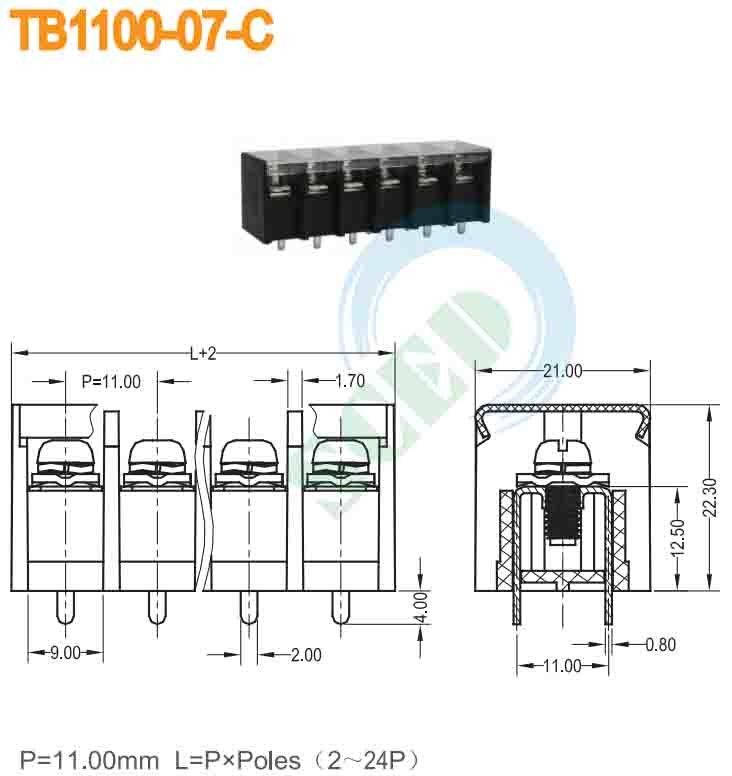 Barrier Type Terminal Block For Power Supply M4 20A 300V Screw Strip Terminals Connectors