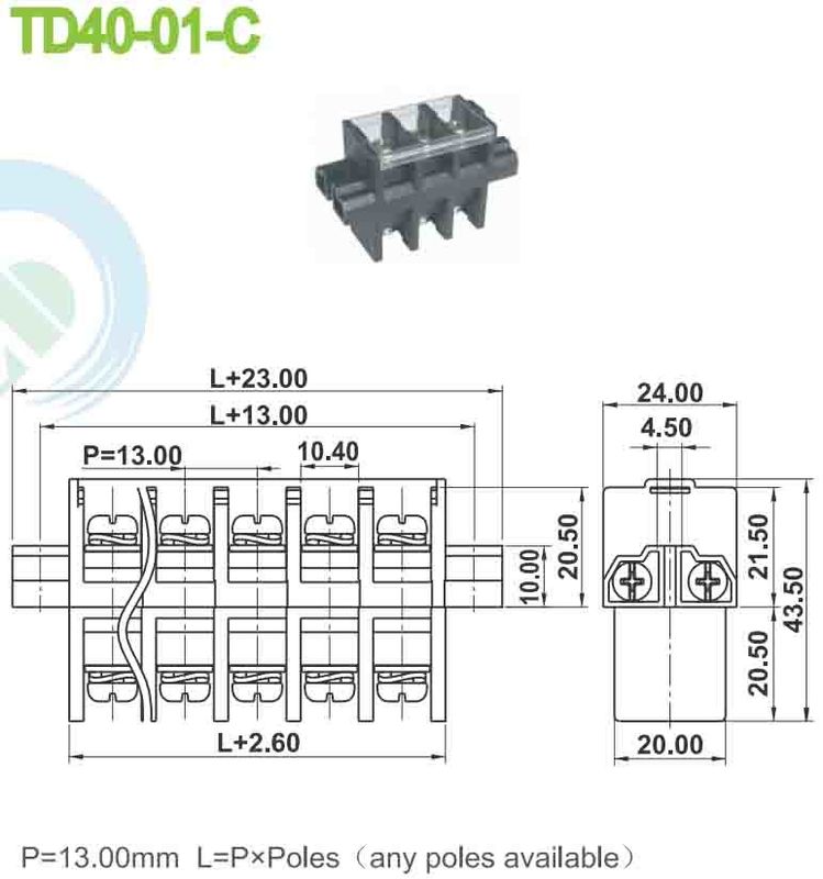 Industrial Grade Copper Conduction Board Feed-through Wire Connector with Brass Clamp Cage