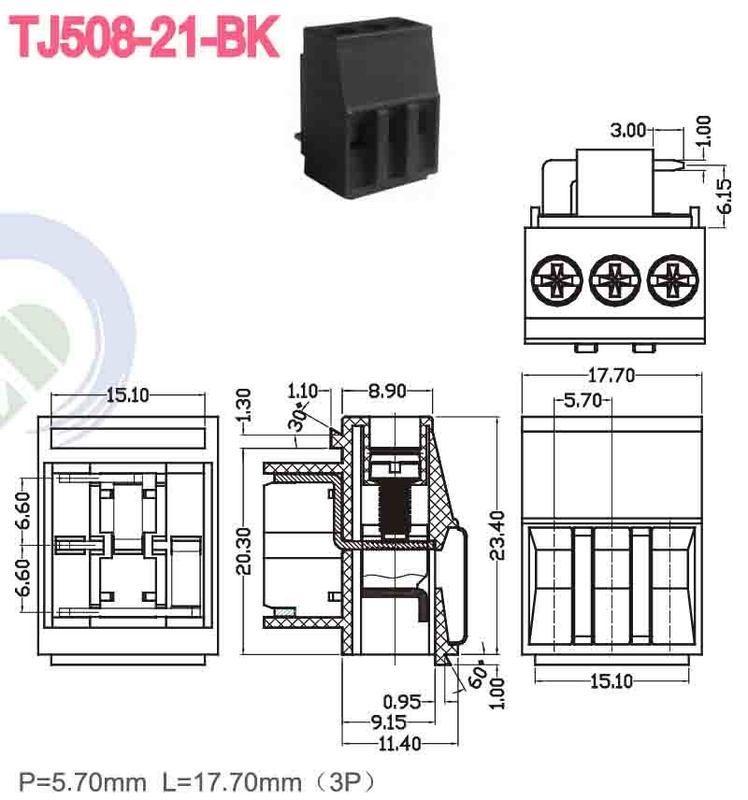 3.5mm Pitch PCB Terminal Block Plastic Material Grey For PCB Connection