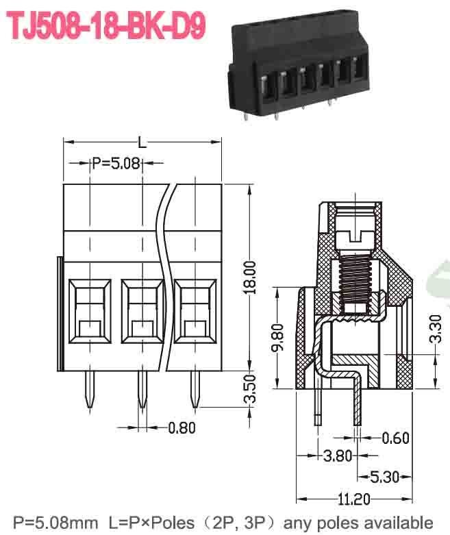 Secure Wire Connections with 22-14AWG PCB Terminal Block in White Plastic Material