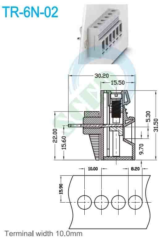 Rated Current 30A Rail Mounted Terminal Blocks with Inflammability Class Inflammability Class and Screw Termination Type