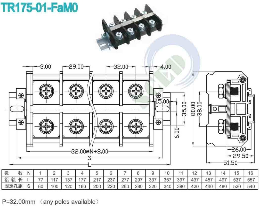 1-24 Poles Through Panel Terminal Blocks 2 To 24 Positions for and Durable Connections in Various Applications