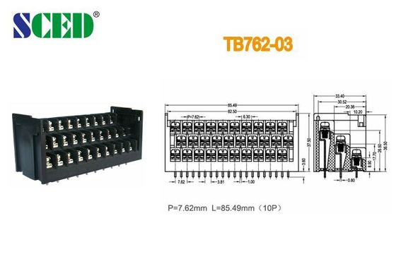 10 Pin Barrier Terminal Block Screw Terminal Block Connector ổn định