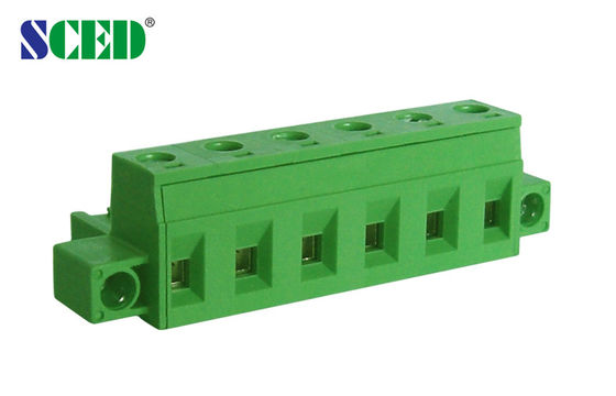 Pitch 7.62mm Pluggable Terminal Block Brass Green Female Parts With Flange (Điều phụ nữ màu xanh lá cây với miếng kẹp)