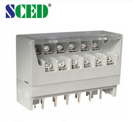 Với Cover Dual Row Electrical Terminal Block M3 Brass Terminal 7.62mm Spacing