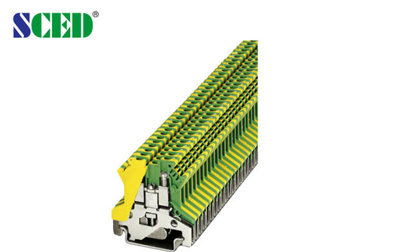 Cầu đôi 30 - 12 AWG 2.5mm2 Chiều rộng 5.2mm Din Đường sắt Terminal Blocks Ground Type